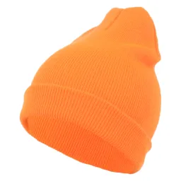 W242W Pomarańczowa Haker banie czapka zimowa smerfetka krasnal gładka neonowe kolory
