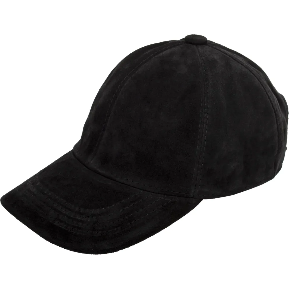 K205M Black Leather Cotton Baseball Cap