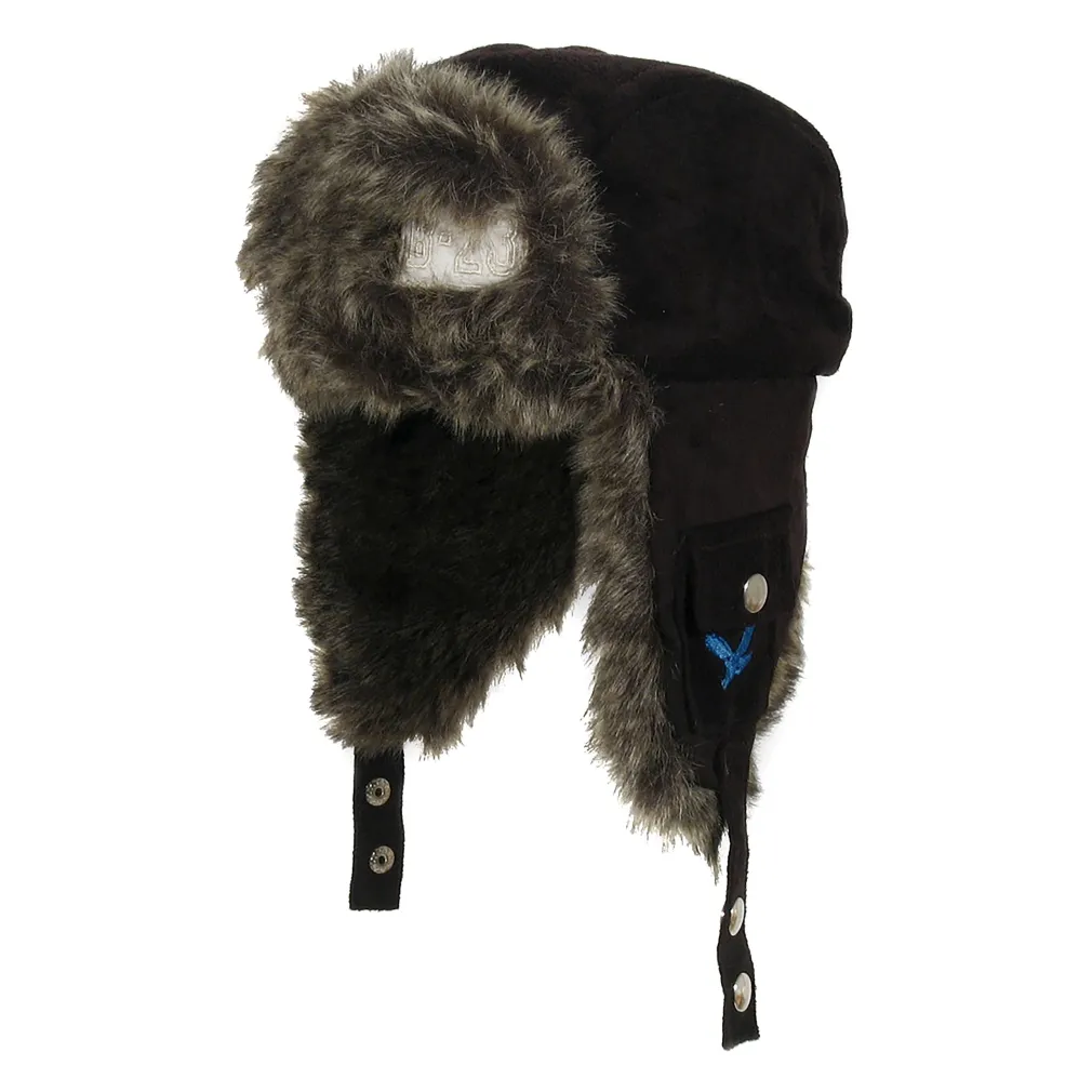 W57E Brown A Warm Eared Winter Hat Children'S With Velor Insulated From The Inside With Acrylic Fur