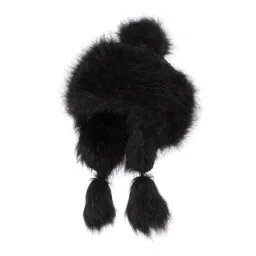 W182F Black Warm Winter Hat Eared Mongolian Hat With Aered