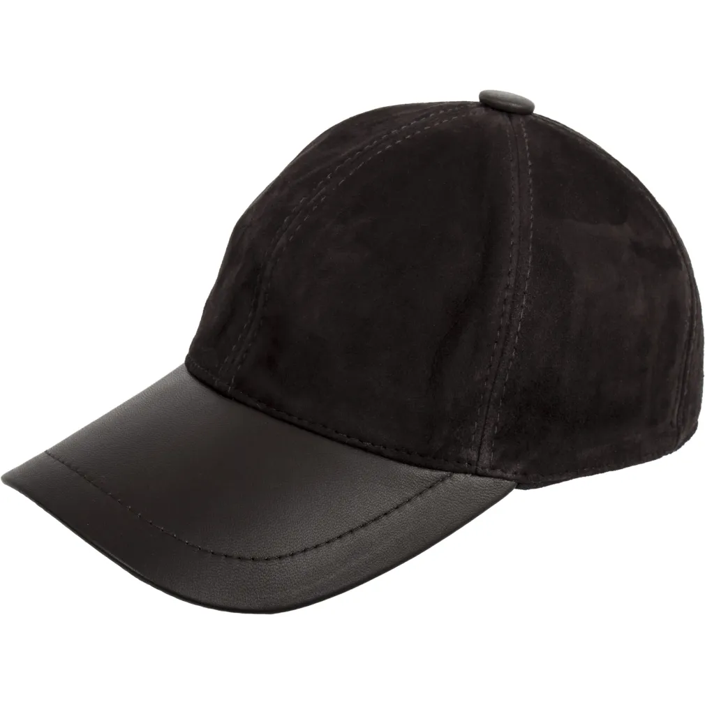 K205H Brown Leather Cotton Baseball Cap