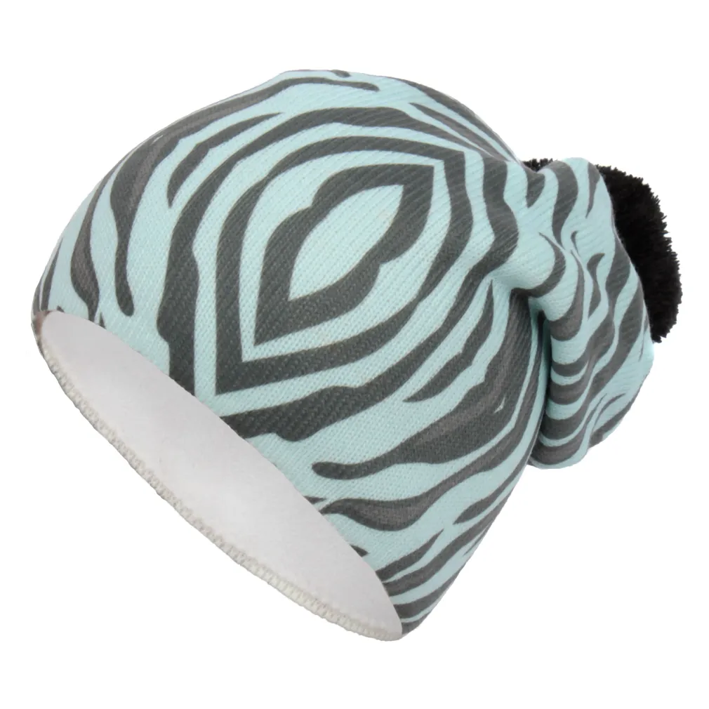 W259A Blue Warm Winter Hat Zebra