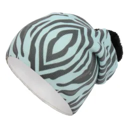 W259A Niebieska Ciepła czapka zimowa zebra kolorowa