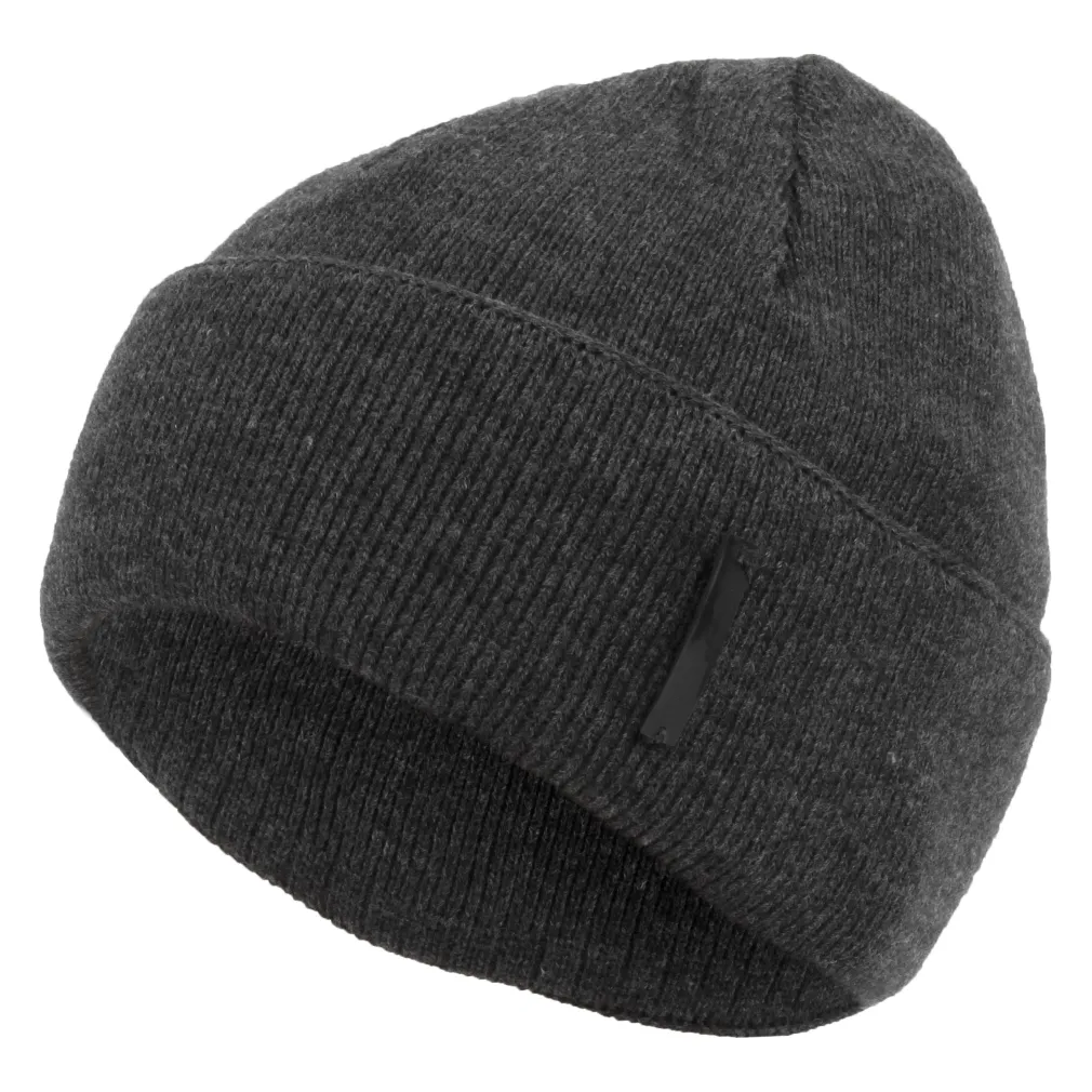 W302B Grafitowa Fisherman beanie męska ciepła zimowa czapka z dzianiny wywijana Polar Fashion Alkatraz