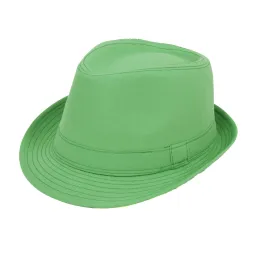 R160 Klasyczny kapelusz Trilby gładki zielony