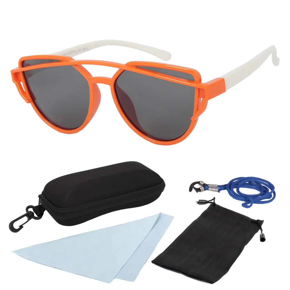 S8167 C8 Orange White Flexible Sunglasses Children'S Polarized