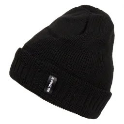 W458A Czarna czapka zimowa męska beanie z futerkiem