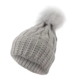 W358Cc Grey Haker Women'S Winter Hat With Knitwear And Pompon