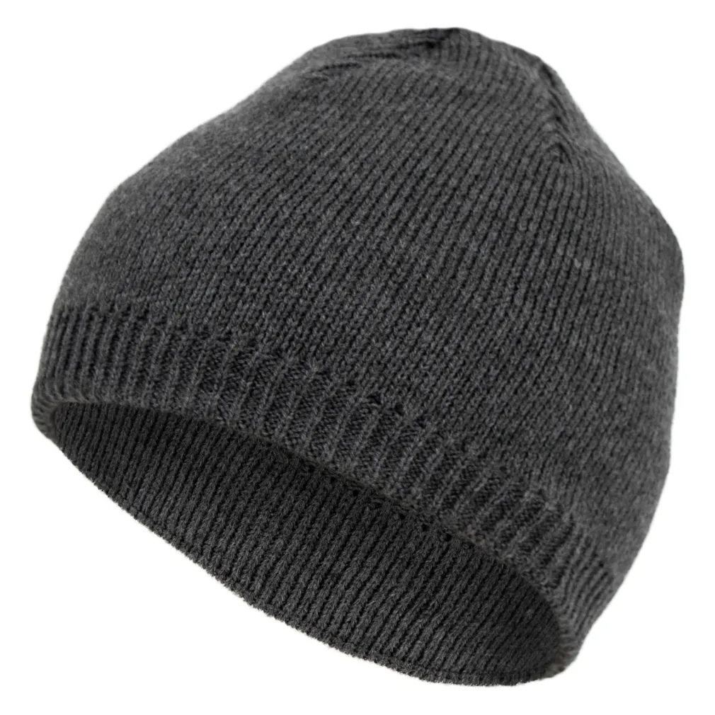 W467C Ciepła czapka dzianinowa beanie szara