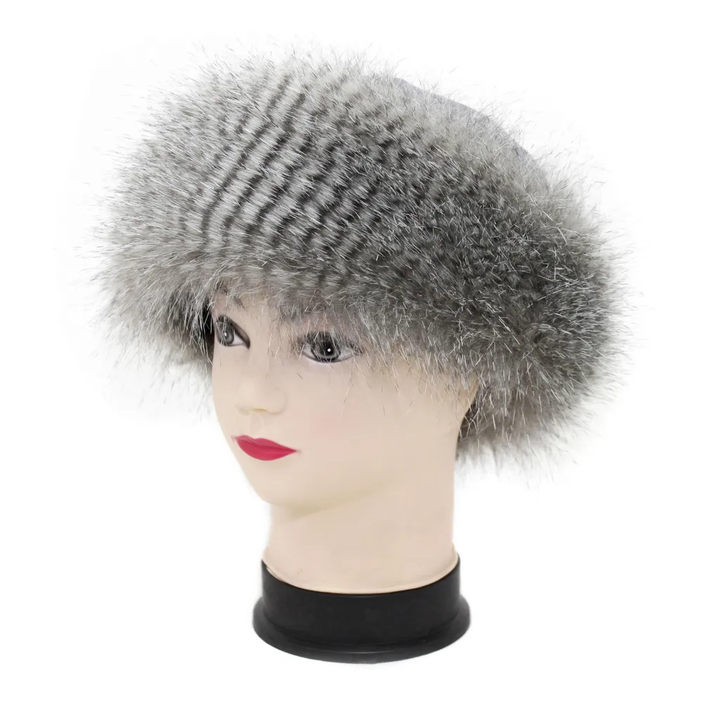 W164D Grey Winter Hat Beanie Warm Knit