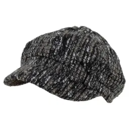K78B Czarno-beżowy kaszkiet damski bawełniany czapka z guzikiem