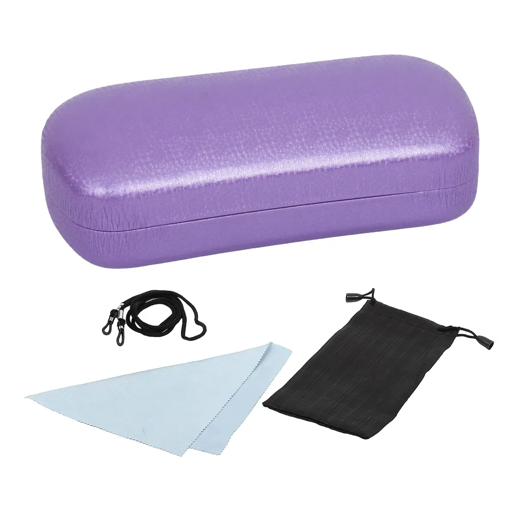 Et19D Purple Hard Case For Glasses And Microfiber Cloth