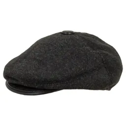 K92B Dark-Green Men'S Flat Cap Herringbone Cotton Cap