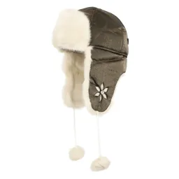 W24A Gold-Beige Women'S Winter Hat Shiny Flower