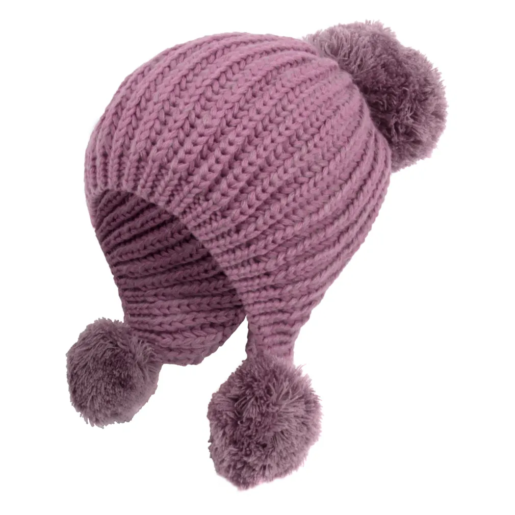 W221I Purple A Warm Winter Hat With Knitwear With Pompon