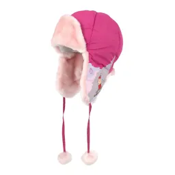 W143D Pink A Warm Eared Winter Hat Fur Girl'S