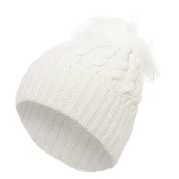 W251F Ecru A Warm Winter Hat With Knitwear Pompon With Jenot