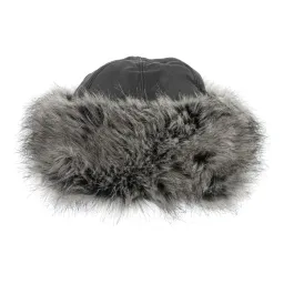 W222A Black- Grey A Warm Toque With Eko-Leather With Fur