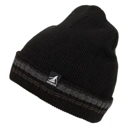 W457B Czarno-brązowa czapka zimowa męska beanie z futerkiem