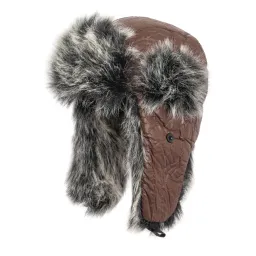 W153C Brown- Grey Eared Winter Hat Warm Polyester