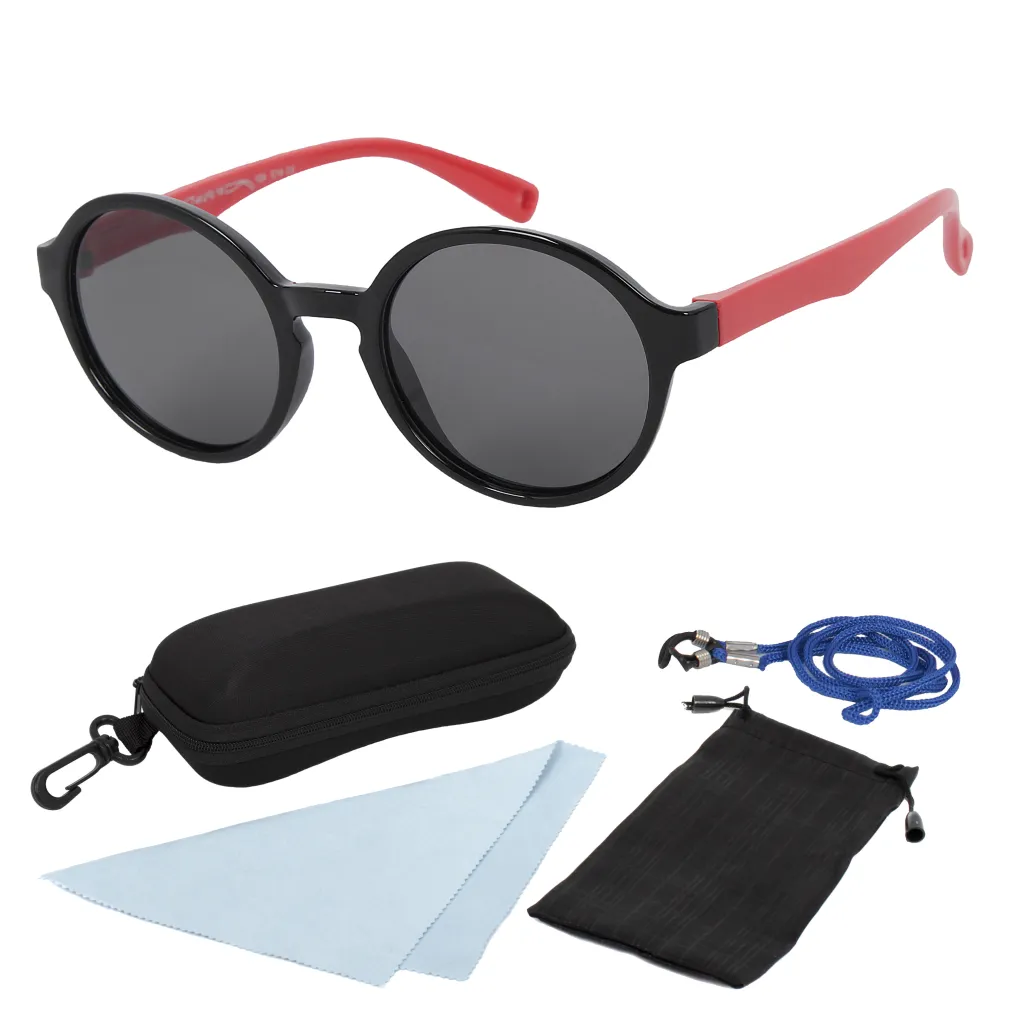 S8143 C14 Black Red Flexible Prescription Glasses Children'S Polarized