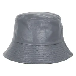 R236F Szaro czarny skórzany kapelusz dwustronny bucket rybacki Polar Fashion