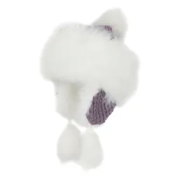 W182G Purple With White Fur Warm Winter Hat Eared Mongolian Hat With Ear