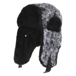 W173A Black Eared Winter Hat Warm Fastened At The Neck