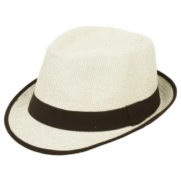 R135 Klasyczny kapelusz z brązowym otokiem