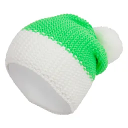 W264B Green-White Warm Reflective Winter Hat Knitted Insulated Fleece