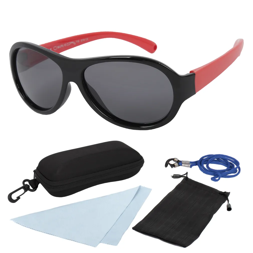 S8188 C14 Black Red Flexible Sunglasses Children'S Polarized