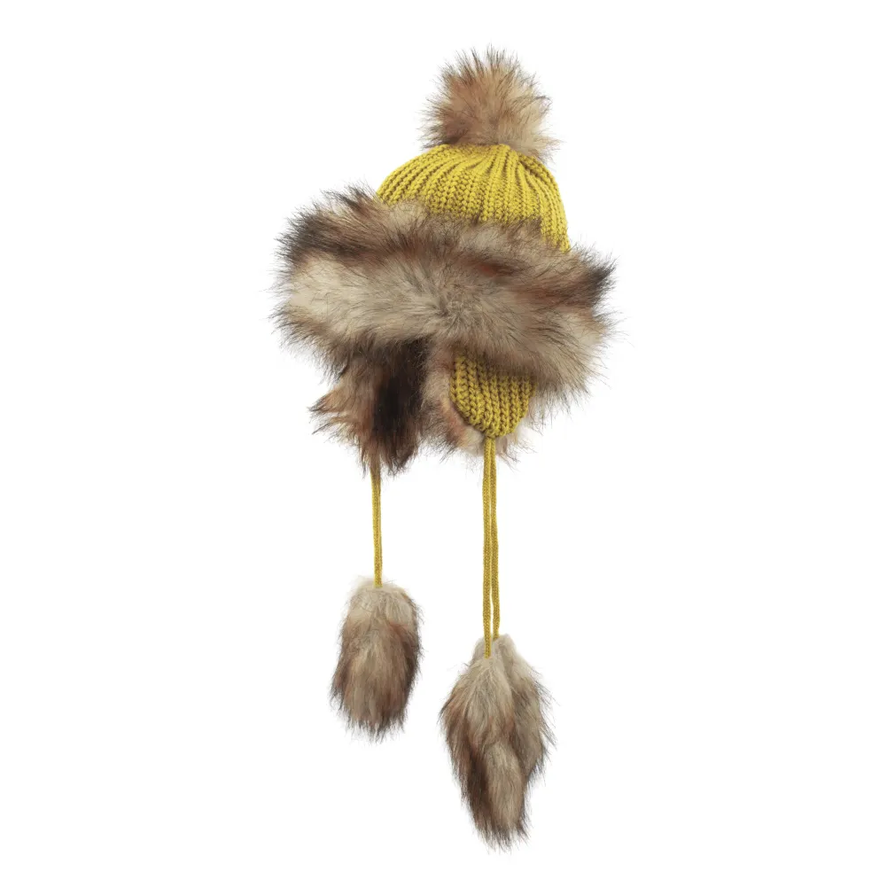 W210I Mustard Yellow Winter Hat Warm Mongolian Hat