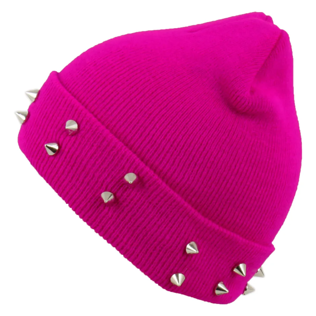 W240I Purple Hat Knitted Hat With Studs Beanie