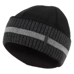 W303B Black-Dark Grey Fisherman Beanie Polar Fashion Double Insulated Winter Hat Men'S Alcatraz