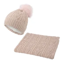 W362Bk Salmon Haker Women'S Winter Set Knitted Hat With Scarf