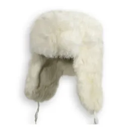 W45A White A Warm Eared Winter Hat Whole Made Of Natural Rabbit Fur