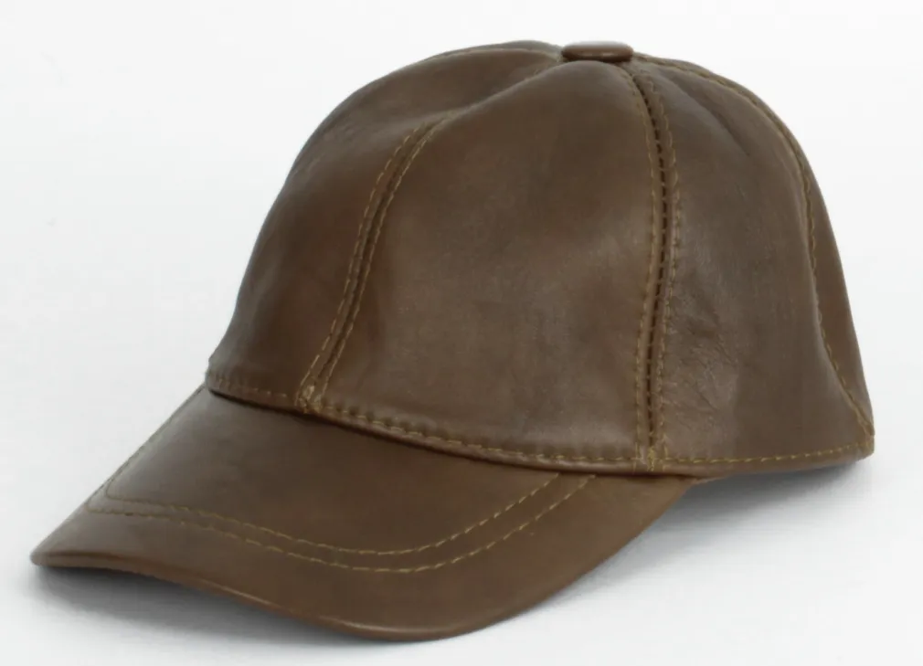 K207A Brown Leather Baseball Cap