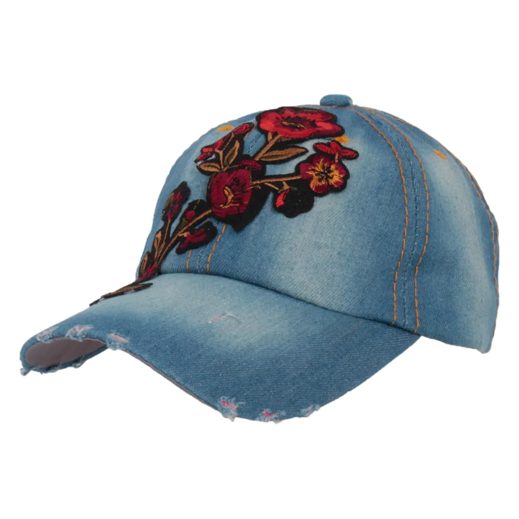 K156C Cotton Baseball Cap Woman With A Rose