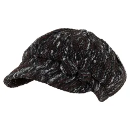 K78C Czarno-brązowy kaszkiet damski bawełniany czapka z guzikiem