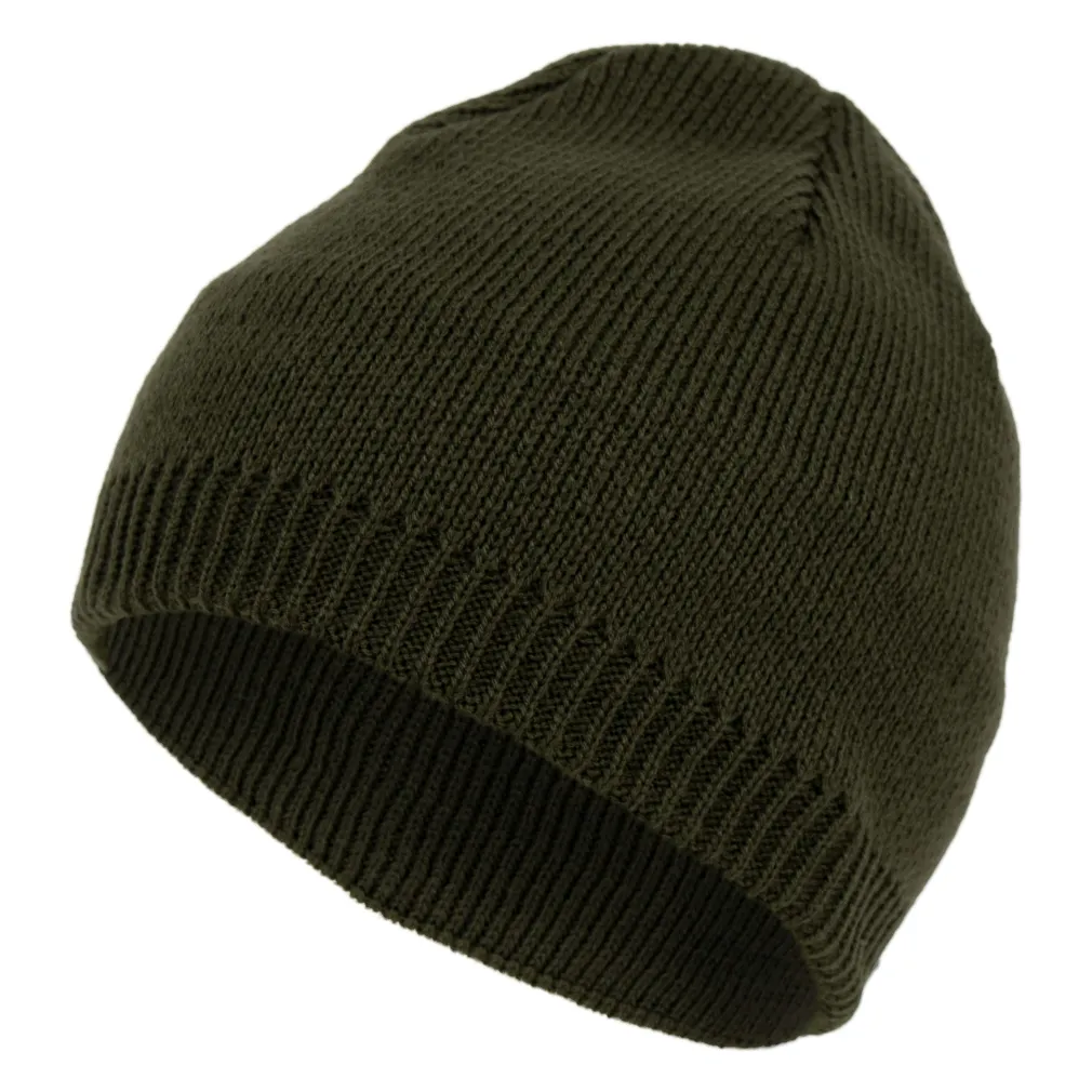 W467E Ciepła czapka dzianinowa beanie zielona