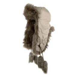 W224F Beige Warm Winter Hat With Long-Eared