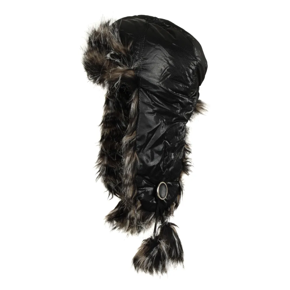 W177E Black-Brown Warm Winter Hat With Long-Eared