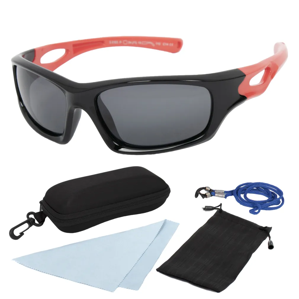 S8185 C14 Black Red Flexible Sunglasses Children'S Polarized