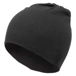 W385A Czarna Przejściowa czapka beanie gładka dresowa