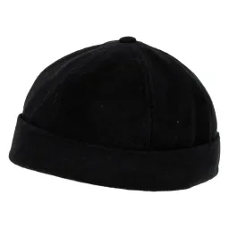 W464A Czarna męska czapka bez daszka dokerka regulacja