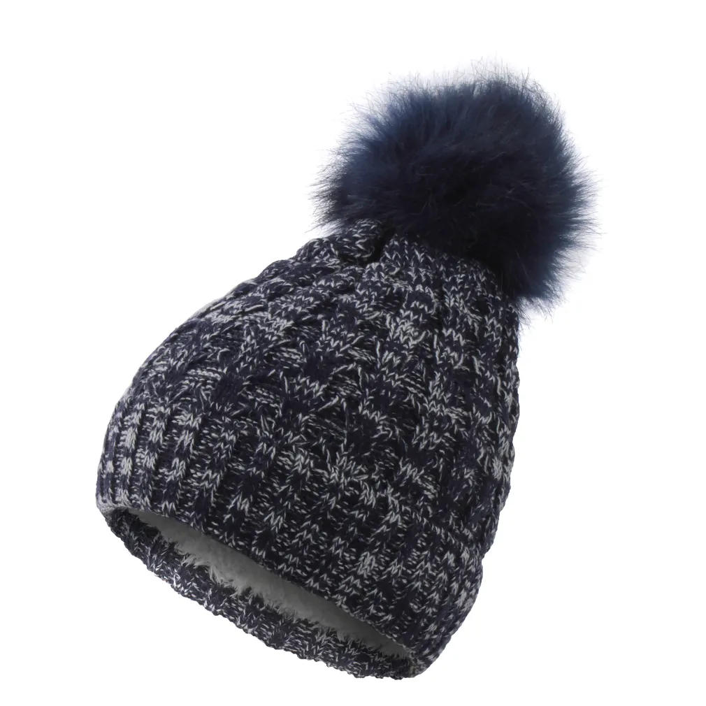 W364Cc Navy Haker Women'S Winter Hat With Knitwear And Pompon