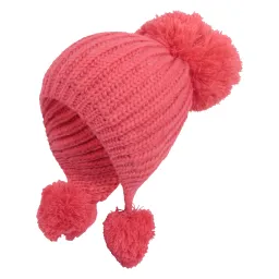 W221G Red A Warm Winter Hat With Knitwear With Pompon