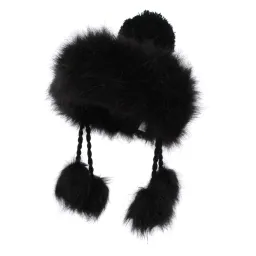 W169G Black Winter Hat Warm Mongolian Hat With Knitted