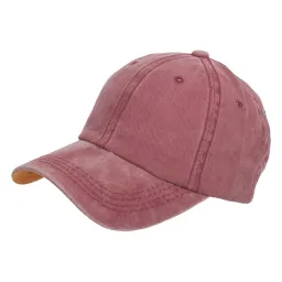 K107E Czerwona Bawełniana czapka bejsbolówka gładka