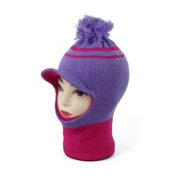 W217F Purple-Red Hat Balaclava Winter Knitted Warm Children'S